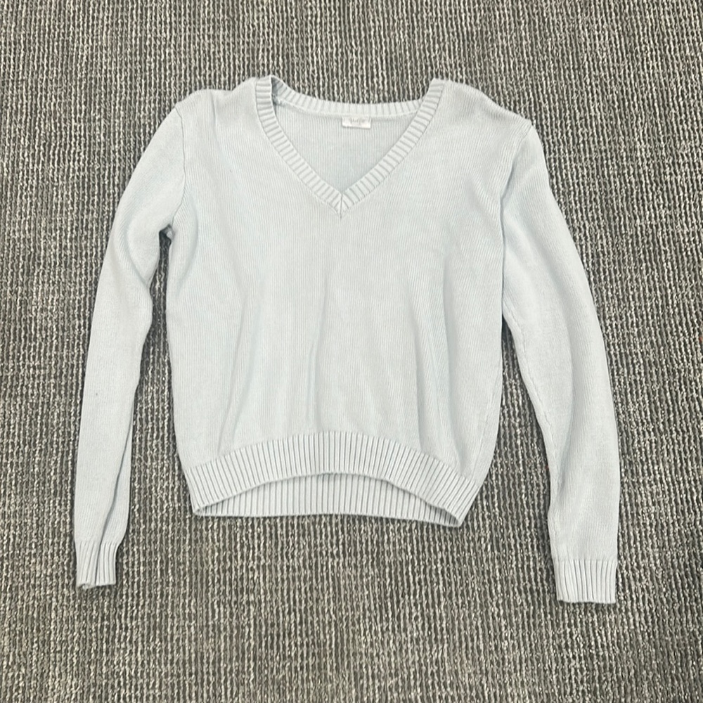 John Galt baby blue V neck sweater